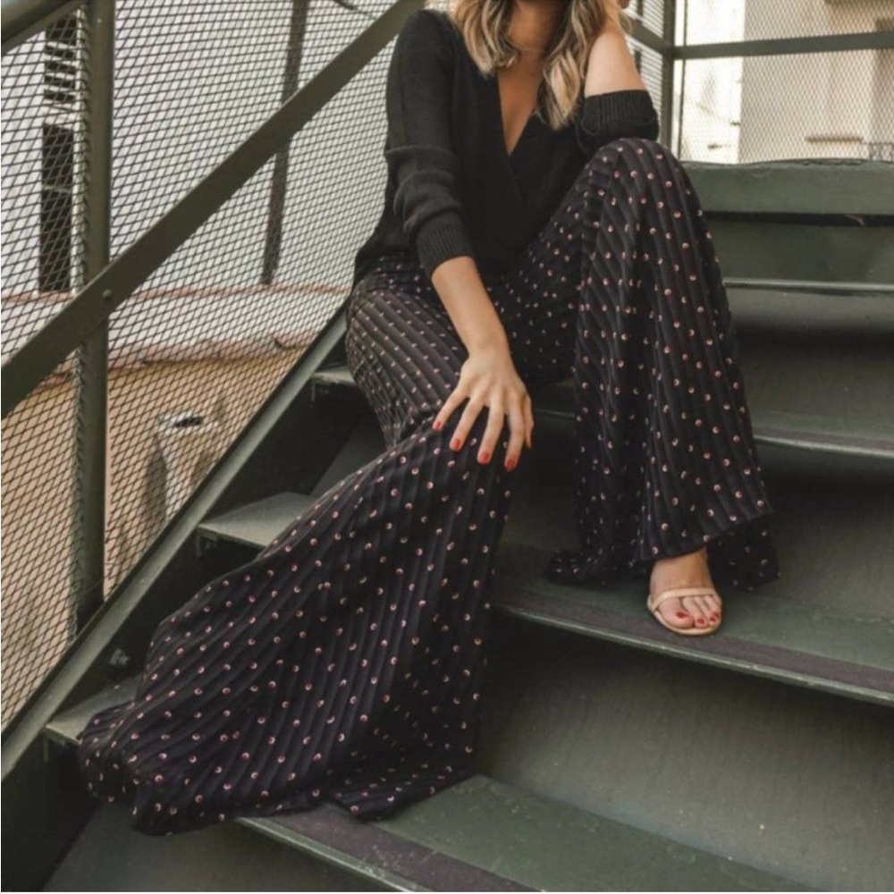 Alexis | Lanni Polka Dot Pleated Crepe-de-Chine
Wide Leg Pants XS